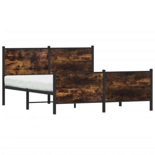 Metalni okvir kreveta bez madraca boja hrasta 150x200 cm - Dimljeni hrast 150 x 200 cm s uzglavljem i podnožjem Cijena