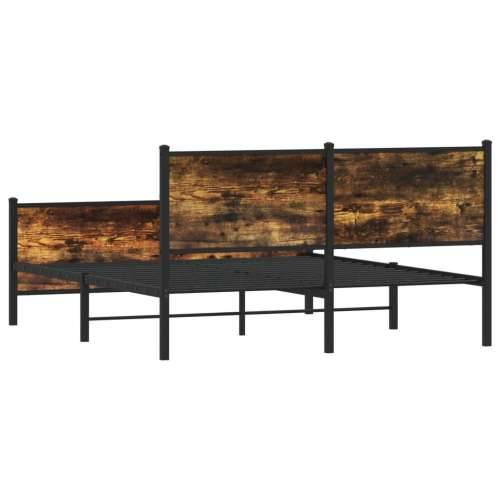 Metalni okvir kreveta bez madraca boja hrasta 150x200 cm - Dimljeni hrast 150 x 200 cm s uzglavljem i podnožjem Cijena