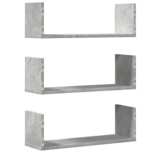 Zidne police 3 kom boja betona 58x18x18cm od konstruiranog drva - Beton siva 58 x 18 x 18 cm 1 Cijena