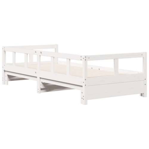Dnevni krevet bez madraca bijeli 80 x 200 cm masivna borovina - Bijela 80 x 200 cm Ne Cijena