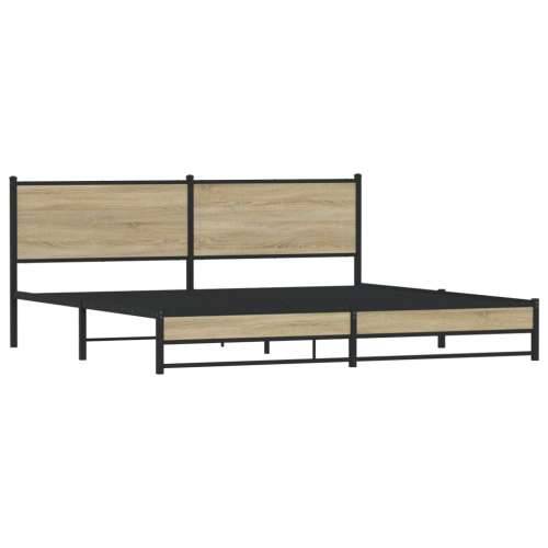 Metalni okvir kreveta bez madraca boja hrasta sonome 200x200 cm - sonoma hrast 200 x 200 cm s uzglavljem i dvostrukim niskim pod Cijena