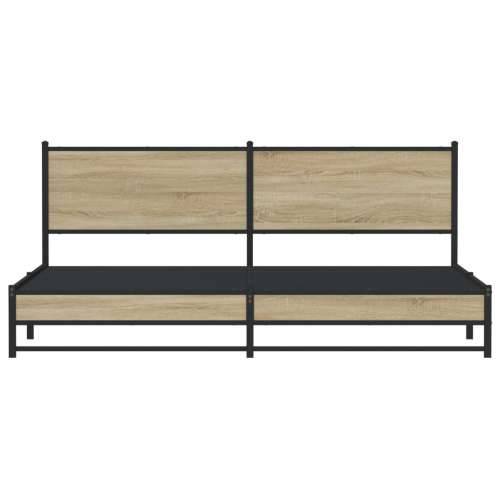 Metalni okvir kreveta bez madraca boja hrasta sonome 200x200 cm - sonoma hrast 200 x 200 cm s uzglavljem i dvostrukim niskim pod Cijena