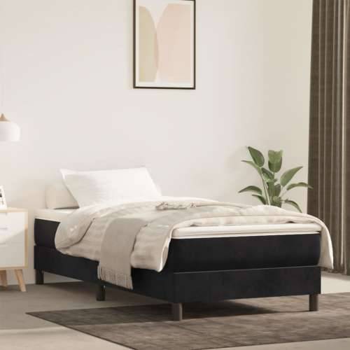 Madrac s džepičastim oprugama crni 90x220x20 cm baršunasti - Crna 90 x 220 cm 1 Cijena