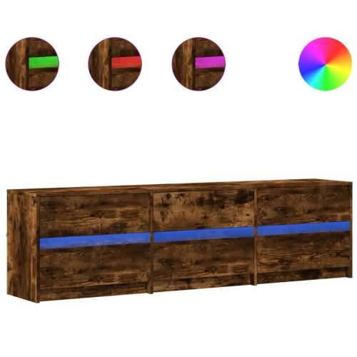 TV ormarić s LED svjetlima boja hrasta 180x34x50 cm drveni - Dimljeni hrast 1 180 cm Cijena