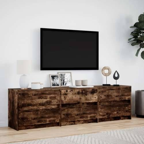 TV ormarić s LED svjetlima boja hrasta 180x34x50 cm drveni - Dimljeni hrast 1 180 cm Cijena