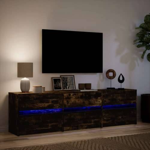 TV ormarić s LED svjetlima boja hrasta 180x34x50 cm drveni - Dimljeni hrast 1 180 cm Cijena