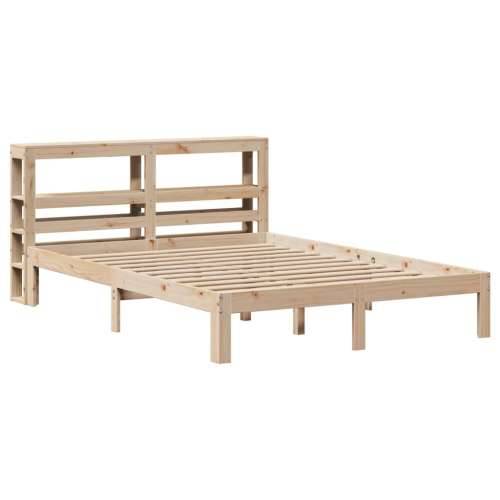 Okvir za krevet s uzglavljem 160 x 200 cm od masivne borovine - Prirodna 160 x 200 cm Cijena