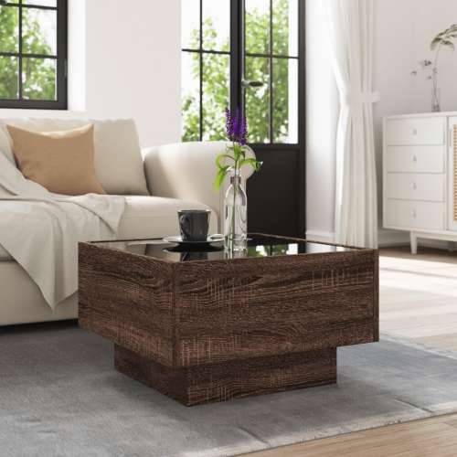 Stolić za kavu LED boja hrasta 50x50x30 cm konstruirano drvo - Smeđi hrast 50 x 50 x 30 cm 1 Cijena