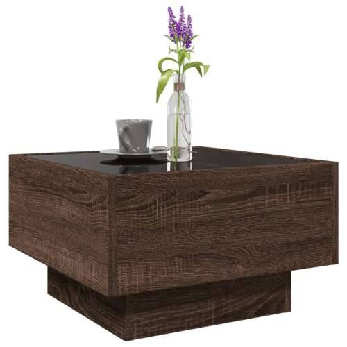 Stolić za kavu LED boja hrasta 50x50x30 cm konstruirano drvo - Smeđi hrast 50 x 50 x 30 cm 1 Cijena