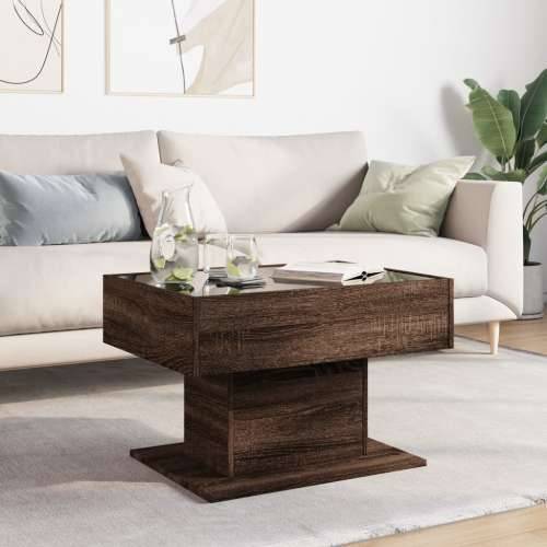 Stolić za kavu LED smeđa boja hrasta 70x50x45 cm drveni - Smeđi hrast 1 70 cm Cijena