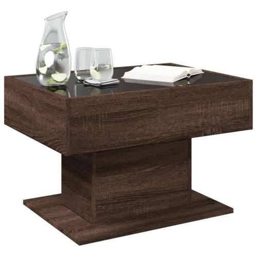 Stolić za kavu LED smeđa boja hrasta 70x50x45 cm drveni - Smeđi hrast 1 70 cm Cijena