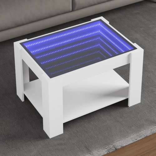Stolić za kavu s LED bijeli 73x53x45 cm od konstruiranog drva - Bijela 1 73 cm Cijena
