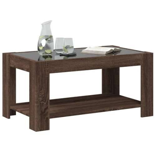 Stolić za kavu LED smeđa boja hrasta 93x53x45 cm drveni - Smeđi hrast 1 93 cm Cijena