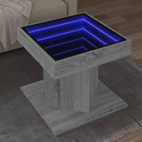 Stolić za kavu LED boja hrasta 50x50x45 cm konstruirano drvo - Sivi hrast sonoma 1 Cijena