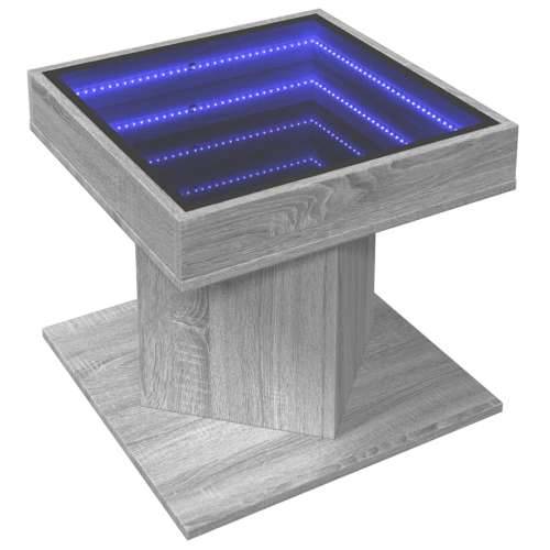 Stolić za kavu LED boja hrasta 50x50x45 cm konstruirano drvo - Sivi hrast sonoma 1 Cijena