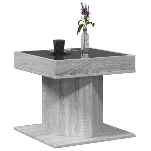 Stolić za kavu LED boja hrasta 50x50x45 cm konstruirano drvo - Sivi hrast sonoma 1 Cijena