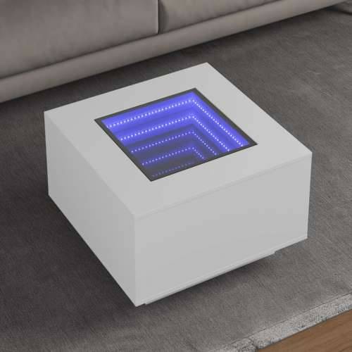 Stolić za kavu s LED bijeli 60x60x40 cm od konstruiranog drva - Bijela 60 x 60 x 40 cm 1 Cijena