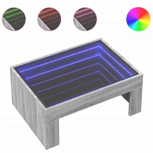 Stolić s beskonačnim LED svjetlima boja hrasta 70x50x30 cm - Sivi hrast sonoma 1 70 cm 50 cm Cijena
