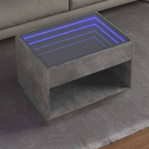 Stolić s beskonačnim LED siva boja betona 70x50x50 cm - Beton siva 1 70 cm Cijena