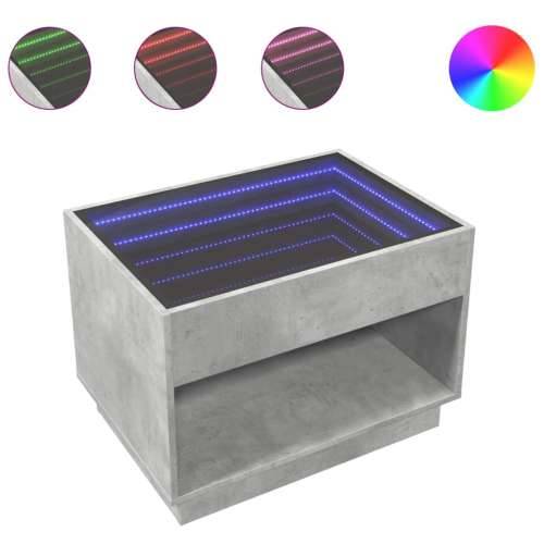 Stolić s beskonačnim LED siva boja betona 70x50x50 cm - Beton siva 1 70 cm Cijena