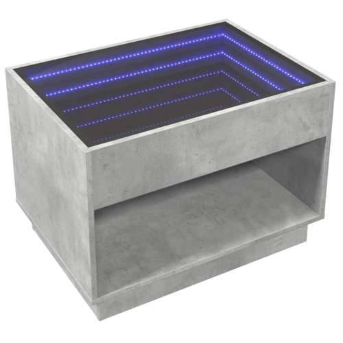 Stolić s beskonačnim LED siva boja betona 70x50x50 cm - Beton siva 1 70 cm Cijena