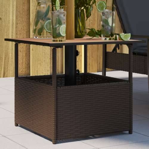 Vrtni stol s rupom za suncobran smeđi 55x55x46,5 cm poliratan - Smeđa 1 Cijena