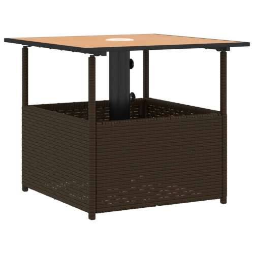 Vrtni stol s rupom za suncobran smeđi 55x55x46,5 cm poliratan - Smeđa 1 Cijena