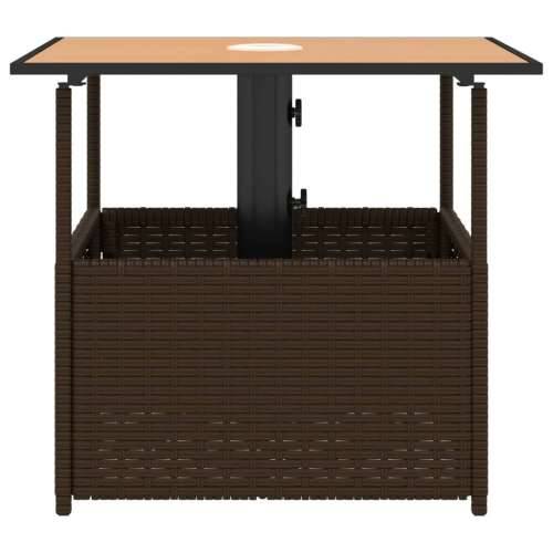 Vrtni stol s rupom za suncobran smeđi 55x55x46,5 cm poliratan - Smeđa 1 Cijena
