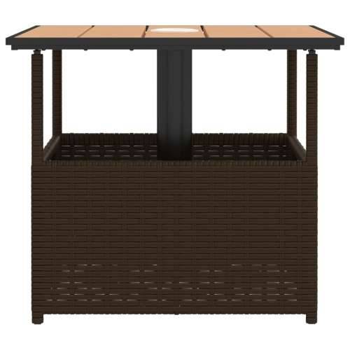 Vrtni stol s rupom za suncobran smeđi 55x55x46,5 cm poliratan - Smeđa 1 Cijena