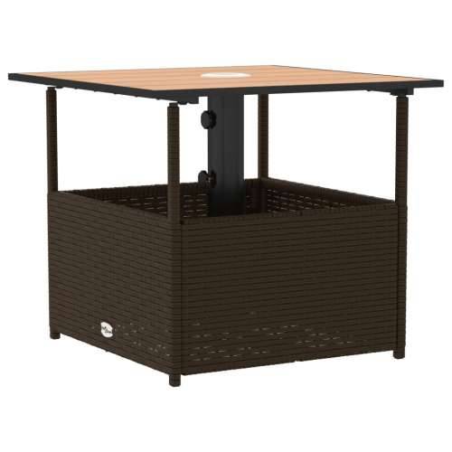 Vrtni stol s rupom za suncobran smeđi 55x55x46,5 cm poliratan - Smeđa 1 Cijena