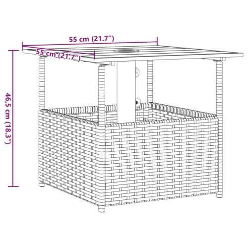 Vrtni stol s rupom za suncobran smeđi 55x55x46,5 cm poliratan - Smeđa 1 Cijena
