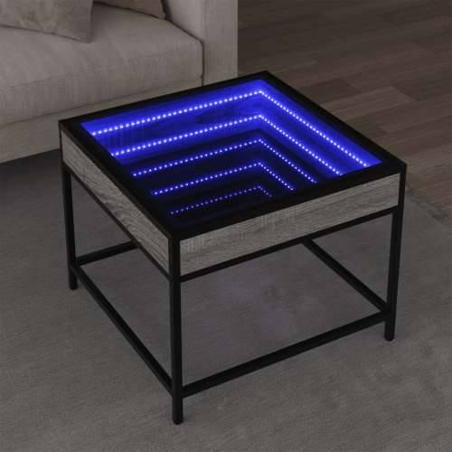 Stolić s beskonačnim LED svjetlima boja hrasta 50x50x41 cm - Sivi hrast sonoma 50 x 50 x 41 cm 1 Cijena