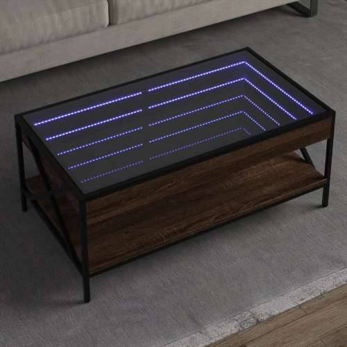 Stolić s beskonačnim LED svjetlima boja hrasta 90x50x38 cm Smeđi hrast 90 x 50 x 38 cm 1 Cijena