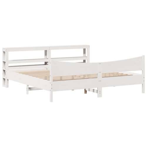 Okvir za krevet s uzglavljem bijeli 200x200 cm masivna borovina - Bijela 200 x 200 cm Cijena