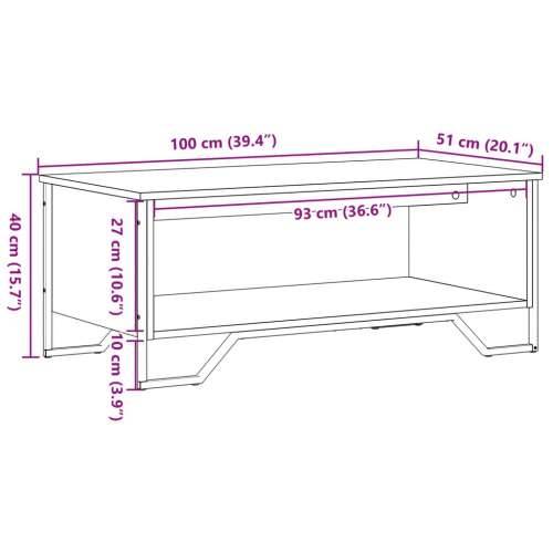 Stolić za kavu siva boja hrasta 100x51x40 cm konstruirano drvo Sivi hrast sonoma 1 100 cm Cijena