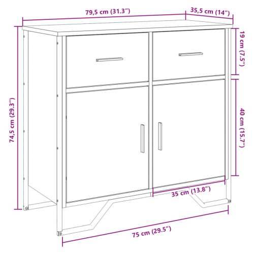 Komoda boja hrasta sonome 79,5x35,5x74,5 cm konstruirano drvo - sonoma hrast 1 Cijena