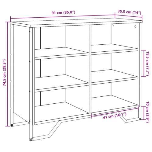 Komoda boja dimljenog hrasta 91x35,5x74,5 cm konstruirano drvo - Dimljeni hrast 1 91 cm Cijena
