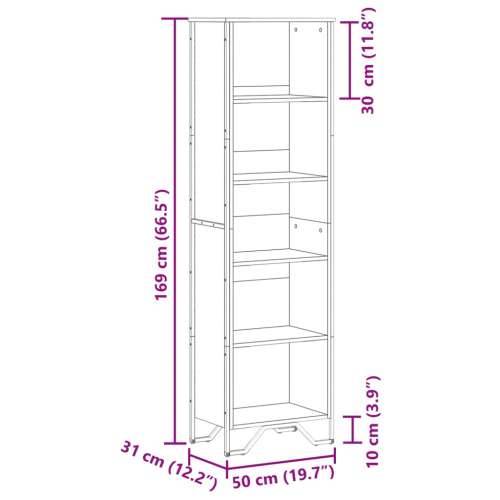 Regal za knjige boja hrasta 50x31x169 cm konstruirano drvo Sivi hrast sonoma 1 169 cm 50 cm Cijena