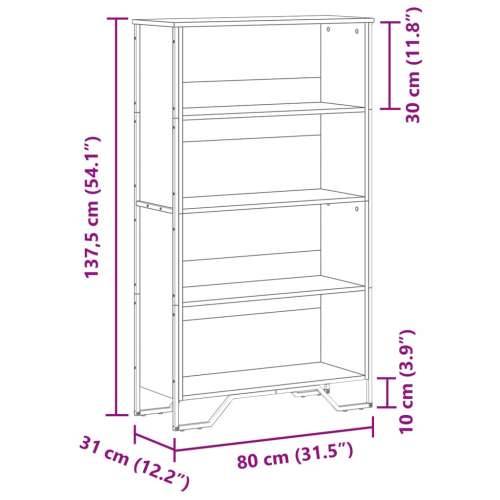 Regal za knjige crni 80x31x137,5 cm konstruirano drvo Crna 1 137.5 cm 80 cm Cijena