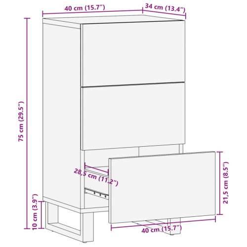 Komoda 40 x 34 x 75 cm od masivnog drva bagrema - Smeđa 1 Masivno bagremovo drvo Cijena