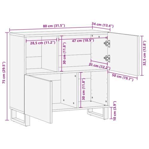 Komoda smeđa 80 x 34 x 75 cm od masivnog drva manga - Smeđa 1 masivno drvo manga Cijena