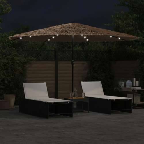 Vrtni suncobran LED s čeličnom šipkom smeđi 388x388x248 cm - 388 x 388 x 248 cm 1 Cijena