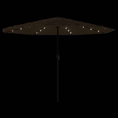 Vrtni suncobran LED s čeličnom šipkom smeđi 388x388x248 cm - 388 x 388 x 248 cm 1 Cijena