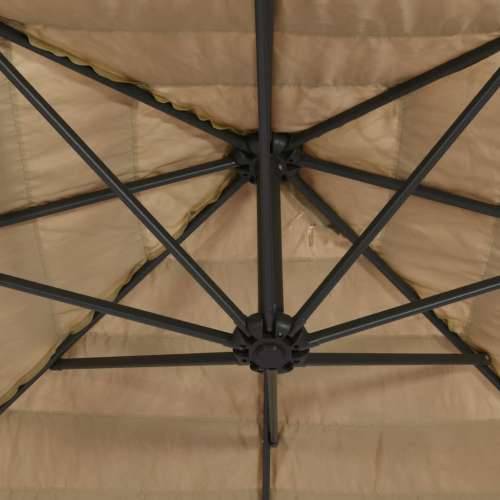 Vrtni suncobran LED s čeličnom šipkom smeđi 388x388x248 cm - 388 x 388 x 248 cm 1 Cijena