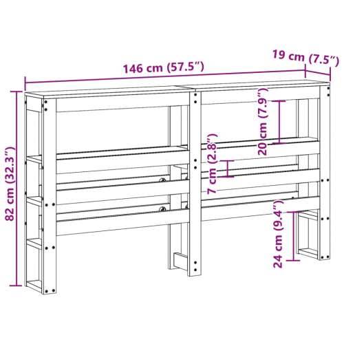 Uzglavlje s policama bijeli 140 cm od masive borovine - Bijela 146 x 19 x 82 cm 1 Cijena