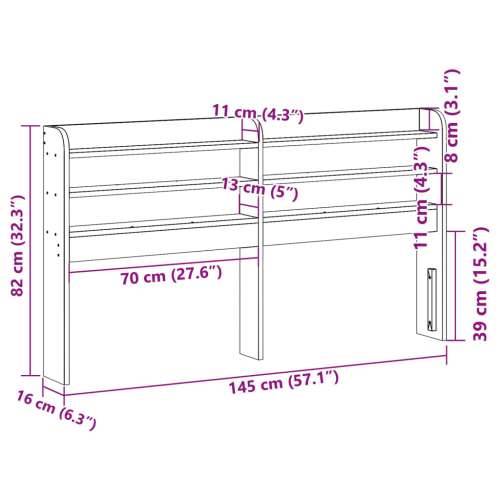 Uzglavlje s policama bijeli 135 cm od masive borovine - Bijela 145 x 16 x 82 cm 1 Cijena