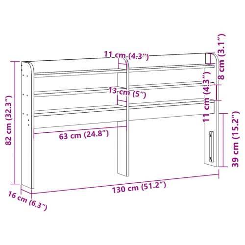Uzglavlje s policama 120 cm od masive borovine - Prirodna 130 x 16 x 82 cm 1 Cijena
