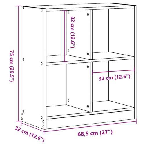 Regal za knjige boja staro drvo 68,5x32x75 cm konstruirano drvo - Staro drvo 1 75 cm 68.5 cm Cijena