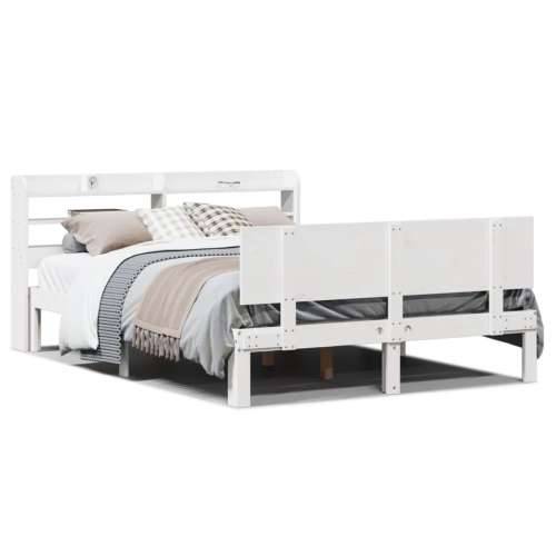 Okvir za krevet s uzglavljem bijeli 135 x 190 cm od borovine - Bijela 135 x 190 cm Cijena
