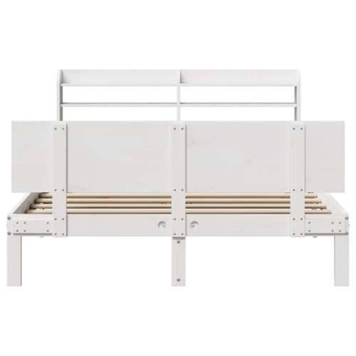 Okvir za krevet s uzglavljem bijeli 135 x 190 cm od borovine - Bijela 135 x 190 cm Cijena